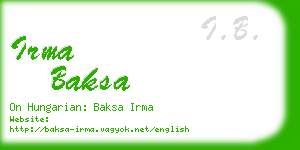 irma baksa business card